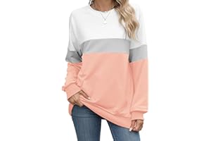 TOLALER Bluza damska z długim rękawem, basic, okrągły dekolt, bez kaptura, bawełna, casualowa, z kieszeniami, luźna, oversize, jednokolorowa, na jesień, zimę, sport, streetwear, S-XXL