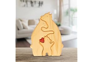 LOHAME 1-3 Nome Orsi Puzzle Familiari in Legno Puzzle in Legno con Famiglia di Orsi Famiglia Puzzle A Cuore Regali per la Famiglia Ornamenti Casa-per Regali di Trasloco Mamma Papa Festa