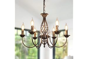 ‎COMELY Comely Kronleuchter Moderne, 6 Lichter E14 Industrielle Verstellbare Kette Pendelleuchte, Antik Industrie Hängeleuchte Pendellampe Vintage für Wohnzimmer, Schlafzimmer, Esstisch, Küche, Esszimmer