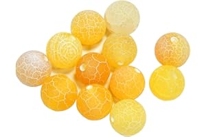 PERLIN Perlas de piedras preciosas de 6 mm, 8 mm, 10 mm, ágata esmerilada, redonda, piedra natural esmerilada, perlas semipreciosas, perlas con agujero para enhebrar, (amarillo, 10 mm – 12 unidades)