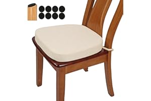 BUYUE verdickt Original Leinen Esszimmerstuhl Kissen, U-Form hohe Dichte Schaumstoff komfortable Stuhlkissen für Küche, rutschfest Indoor Sitzkissen (1 Stück, Beige)