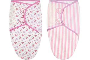 Vicloon Kocyk do owijania dla niemowląt, zestaw 2 sztuk, koc do owijania dla noworodka, organiczny bawełniany koc dla niemowląt 4-6 miesięcy 6-8 kg, różowy