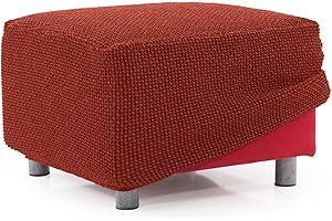 FAVERTI® Funda Puff Súper Elástica | Funda reposapiés Cuadrado 40 a 60 cm de Lado | Modelo NOVELE | Caldera | Protector de Calidad de Tejido Jacquard Tacto algodón | Funda Otomana Cuadrada