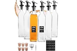 ELAGEL FDGAUCA Ölspender 500ml 6 Ölflasche, Borosilikatglas Material Olivenöl Flasche, Essig und Ölflaschen Set, Flaschen zum Befüllen, Weinflasche