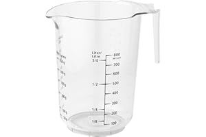 Fackelmann 42411 Verre Doseur de 1 litre, Verre à Mesurer pour Patisserie, Gobelet Mesureur Transparent, Cruche Graduée, Plastique, Transparent, 14,5 x 11 x 16 cm