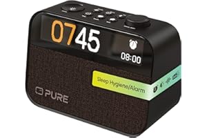 Pure Moment Sveglia da Comodino e Ufficio (Radio Digitale DAB+/FM, Bluetooth, Macchina del Rumore Bianco, Aiuto per il Sonno, Luce Sveglia, Luce Notturna, Display Dimmerabile) Nero