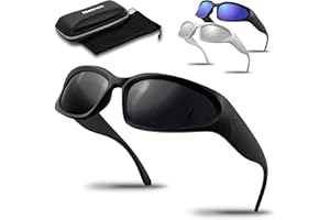 Netrox Occhiali da sole - Occhiali sportivi e vetro a specchio in tre colori | Occhiali da sole rapidi Rave Sport con sacchetto in microfibra - Donna e Uomo - Nero Argento