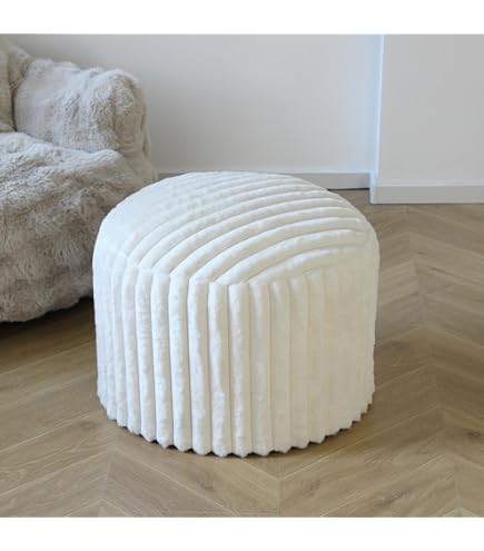Pouf Sevi Atmosphera - Beige Velours Côtelé - Design Moderne Et Confortable