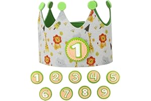 BLARIE Corona Compleanno Bambina e Bambino | 9 Numeri Intercambiabili | 1 a 9 Anni | Velcro Resistente | Rimovibile | Tessuto Senza Durezza | Corona Primo Compleanno per Bambino, Bambina e Neonato