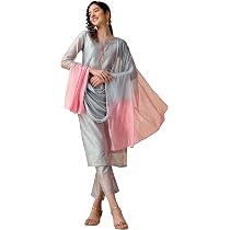 EthnicJunction Kurta Pantalon Soie Chanderi Jacquard Avec Dupatta Pour Femme - Gris