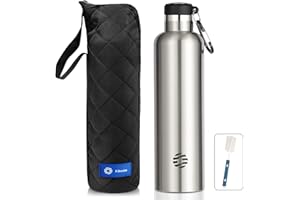 FEIJIAN FJbottle Gourde Isotherme - Bouteille Isotherme - 750ml/ 1L - Gourde Inox Bouche Standard - Gourde Sport Étanche - Gourde Enfant sans BPA, Cadeau pour les Sportifs