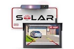 Foxpark Solar Kabellos Digital Rückfahrkamera Set (1080P), 3 Min. DIY Installation, Unterstützt 2 Kameras Funk mit 5" Monitor, IP69K Wasserdicht für Auto, SUV, Van, Wohnmobil
