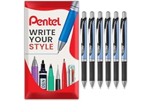 Pentel Energel BLN75 - Penna a sfera retrattile, inchiostro gel, 0,5 mm, confezione da 6, colore: nero
