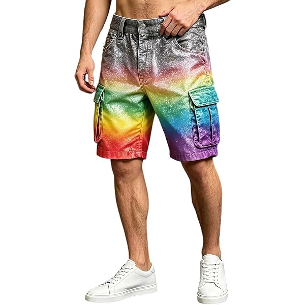Pantaloncini Cargo LGBTQ+ Da Uomo, Corti E Leggeri Per L'estate, Con Tasche, Perfetti Per Sport, Lavoro E Pride - copertina