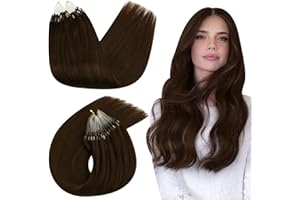 Ugeat Micro Ring Extension Capello Umano Marrone Cioccolato Extension Capelli Marrone Lisci 16 Pollice Capelli Umani Capelli Veri Microring 50 Ciocche 50g