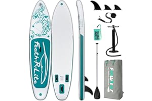 Feath-R-Lite - Set da sup con tavola da surf gonfiabile, pagaia, pompa, zaino ISUP, corda e custodia impermeabile, 320 x 76 x 15 cm
