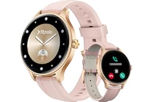 Smartwatch Damen Rund, AMOLED-Display Smart Watch mit Telefonfunktion/KI-Sprachassistent, Fitnessuhr 120+ Sportmodi IP68 Wasserdicht, Fitness Tracker mit SpO2 Schrittzähler Schlafmonitor