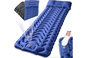 EBUDDY Self Inflatable Sleeping Mattress Camping Mats :3.9 Inch Lightweight Single Roll Air Sleeping Pad & Connectable Double Camping Pads with Pillow Built-in Foot Pump for Tent Backpacking Hiking Camp
