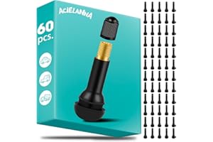 ACIELANNA 60 Pezzi Valvole in Gomma Snap-in TR414, Valvole Tubeless, Nero Valvola in Gomma per Cerchioni, Valvola per Pneumatici per Auto, Moto, Fuoristrada, Biciclette, Scooter