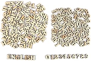 FAGENT 200 PCS Lettre en Bois, Lettre Decorative, pour Scrapbooking, Fête de Mariage, Décoration de Noël, Décoration à Dos Plat en Bois pour la Couture et les Loisirs Créatifs Mélangées Aléatoirement