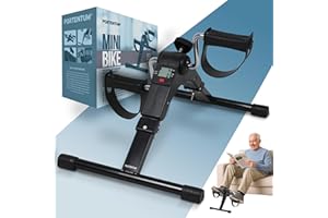 PORTENTUM Pedaliera riabilitazione per anziani – Pieghevole – Schermo LCD 5 funzioni – Mini cyclette da seduta braccia e gambe compatta con resistenza regolabile – Design portatile per casa