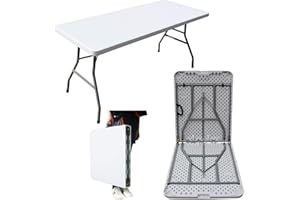 MQ Houseware 5ft Folding Table Plastic Fold in Half w/Handle Heavy Duty Trestle for Party Dining Camping Picnic Booth Market Events