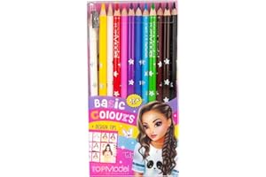 Depesche TOPModel 6694 Lot de 13 crayons de couleur basiques 12 couleurs vives et intenses avec taille-crayon et école de coloriage
