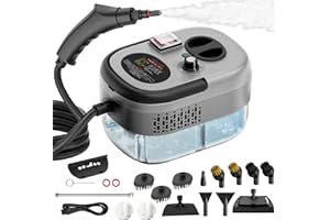 Rewing Steam Cleaner Handheld Steam Cleaner 1.2L Water Tank, 15s Fast Heating, with 14 Accessories, for Multi-Surface Stain Removal, Perfect for Stain Removal, Car, Sofa, Kitchen, Bathroom (Gray)