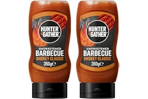 Hunter & Gather Salsa para barbacoa sin azúcar, 2 x 350 g, salsa para barbacoa keto, paleo, baja en carbohidratos y vegana, sin azúcar ni edulcorantes