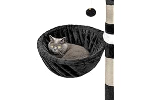 lionto Hamaca Hecha de Felpa Suave para Árbol Escalador para Gatos Diámetro 40 cm, 25 cm Profundidad Negro