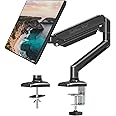 Softline Pro SP HMS1 Single Monitor Desk Mount, Gas Spring Single Arm Monitor Stand Desk VESA Mount for 13 to 32 Inch Screen with Clamp and Grommet Mounting Base