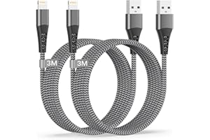 TEIONE Câble iPhone, Cable Chargeur IPhone 3M/Lot de 2 Certifié MFi Câble Lightning USB iphone CABLE 3m Long Nylon Fil IPHONE USB Cordon Iphone Fil Charge Rapide pour iphone 14 13 12 11 Pro Max/XS/8/7/6/SE