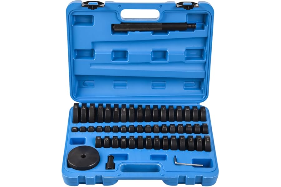 DHA 52 Pcs Custom Bushing Press Kit Bush Bearing Race and Seal Driver Insert Removal Tool Set