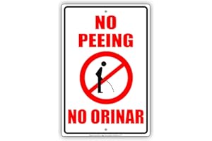 INGA Cartel de metal retro con texto en inglés "No Peeing No Orinar", divertido y divertido, 20 x 30 cm