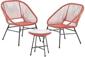 SVITA Tulum Balkon-Möbel 3-TLG. Garten-Möbel Set Balkonstühle mit Tisch Terracotta