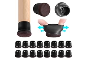 MAYZOLOP Feltrini per Sedie Rotondi, Tappi di Protezione per Gambe Della Sedia con Feltro,Gommini per Sedie Rotondi per Pavimenti in Legno Duro, Nero, Diametro 25-30mm 16 Pezzi