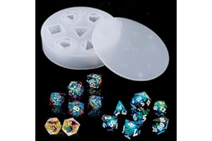 EPODA Dice Resin Mould,7 Standard Polyhedral Silicone Dice Mold for DIY Table Game Dice Making,Dice Moulds for Resin