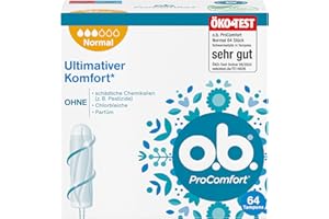 ‎O.B. o.b. Tampon, ProComfort Normal, für mittlere bis stärkere Tage, von Öko-Test "sehr gut" bewertet**, ultimativer Komfort* und zuverlässiger Schutz, 64 Stück, "Verpackung kann abweichen"