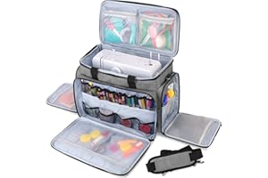 Luxja Nähmaschinentasche, Nähmaschinen-Aufbewahrungstasche mit abnehmbarem Polster, Transporttasche für Nähmaschine und Zubehör (passend für die meisten Standardnähmaschinen)