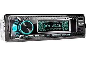 XOMAX XM-R266 Autoradio mit Bluetooth Freisprecheinrichtung, Smartphone Ladefunktion über 2. USB Anschluss, Carbon Optik, 7 LED Farben einstellbar, RDS, USB, SD, MP3, AUX, 1 DIN