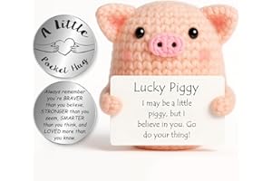 Tixlux Lucky Piggy Gifts, Handmade Positive Cute Knitted Pig Doll, with Pocket Hug Lucky Charm, Good Luck | Emotional Support | Get Well Soon | Birthday Gifts for Women Men Kids (Silver Ⅱ)
