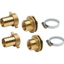 2 Pièces Raccords Laiton Réservoir Eau - Filetage Mâle 3/4", Femelle 1/2" - Pour Robinets, Seaux Et Citernes