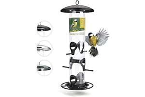 wildtier Herz I Comedero para Pájaros de Metal I Altura 35cm I Columna de Alimentación, Silo, Comedero para Pájaros Aves en Jardin y Balcon (Negro)