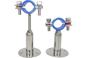 NOVSINO Fascetta stringitubo regolabile in altezza – montaggio a parete/soffitto per tubi da 25 mm fino a 27 mm, pesante supporto per tubi antiruggine con materiale di fissaggio, set da 2