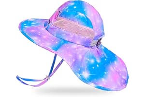 Basumee Adjustable Girls Sun Hat Foldable Beach Cap with Adjustable Chin Strap for Baby Toddler and Kids,Aged 2-9
