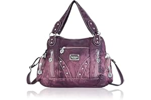 Angel Barcelo Hobo Fashion Handbags for Women Roomy Shoulder Bags Washed Leather Shoulder Bag