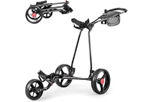‎GYMAX GYMAX Golftrolley faltbar, Golfwagen 3 Rad mit Scorekartenhalter, Getränkehalter & Regenschirmhalter, Golf Push Cart mit verstellbarem Griff aus Eisen, Schwarz