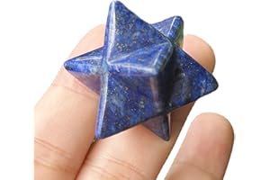 Manekieko Natural Lapis Lazuli Merkaba Crystal Protection Sacred Meditation Energy Healing Chakra,25mm Hexagonal Star Crystals and Healing Stone