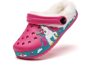 Meidiastra Zuecos para niños y niñas, invierno, cálidos, forrados, pantuflas ligeras, antideslizantes, de felpa, zapatos de jardín