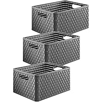 Rotho Country Set van 3 opbergdozen 18l in rotan-look, Kunststof (PP) BPA- vrij, cappuccino, 3 x A4/18l (36.8 x 27.8 x 19.1 cm